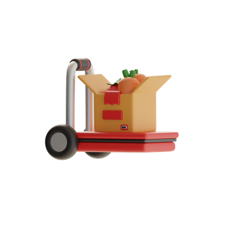 Paketwagen und Gemüsepaketbox  3D Icon