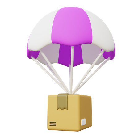 Paketzustellung mit Fallschirm  3D Icon