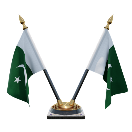 Pakistanischer Doppel-Tischflaggenständer  3D Flag