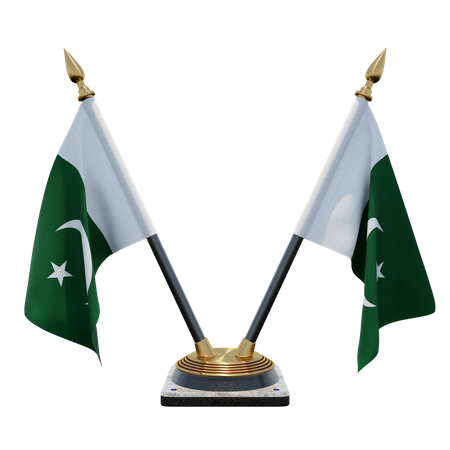 Support de drapeau à double bureau du Pakistan  3D Flag