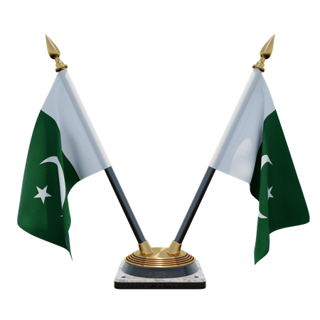 Pakistan Double Desk Flag Stand  3D Flag