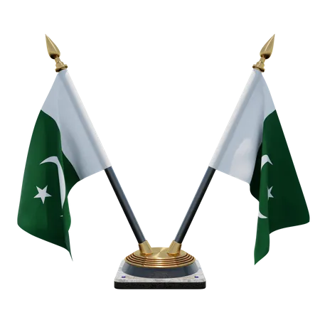 Pakistan Double (V) Desk Flag Stand  3D Icon