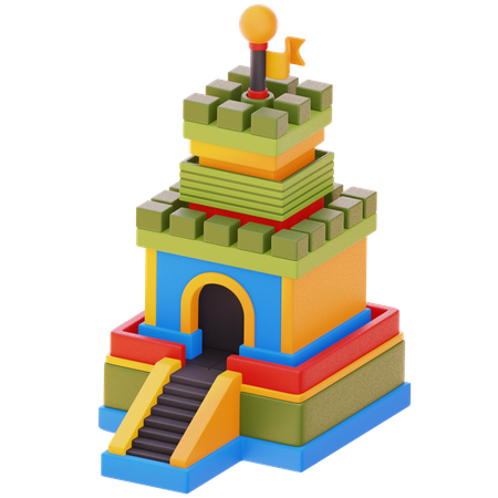 Palácio de blocos de madeira  3D Icon