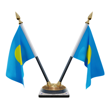 Palau Double (V) Desk Flag Stand  3D Icon