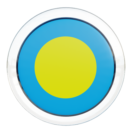 Palau Round Flag  3D Icon