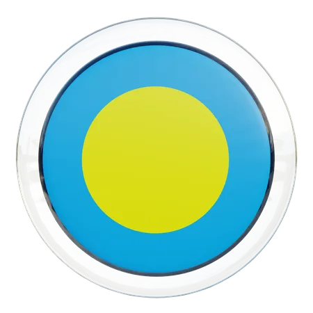 Palau Round Flag  3D Icon