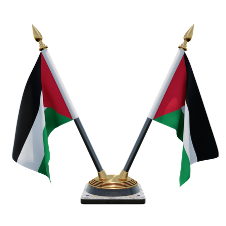 Support de drapeau de bureau double palestine  3D Flag