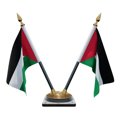 Palestine Double Desk Flag Stand  3D Flag