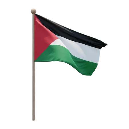 Palestine Flag Pole 3D Illustration