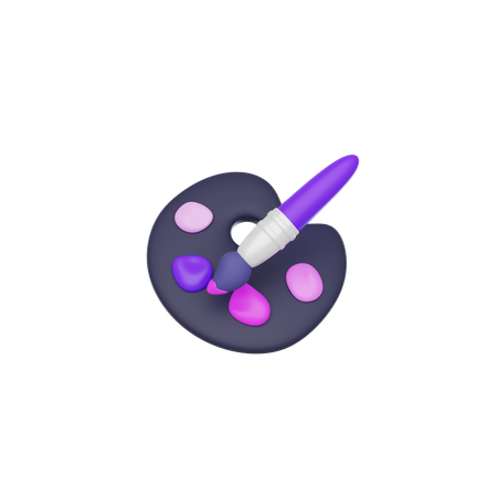Paleta de colores con pincel  3D Icon