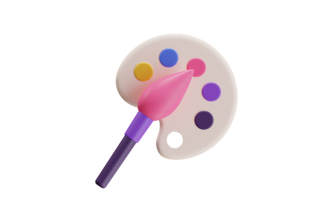 Paleta de colores y pincel  3D Icon