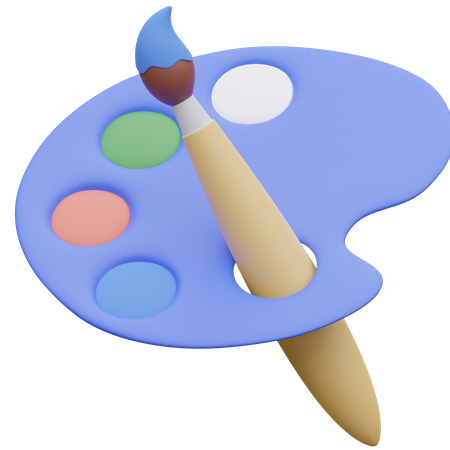 Paleta de colores y pincel  3D Icon