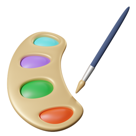 Paleta de colores y pincel  3D Icon