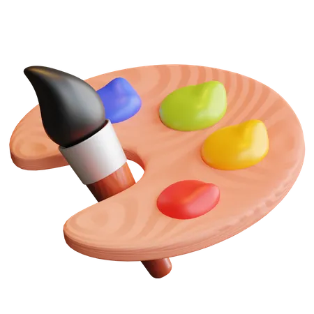 Paleta de cores e pincel  3D Illustration