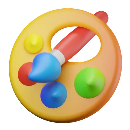 Paleta de cores e pincel  3D Icon