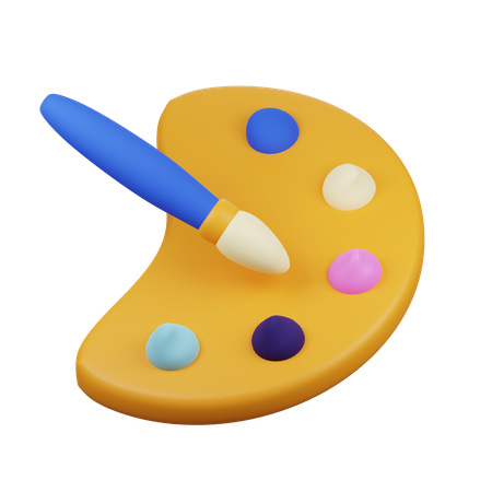 Paleta de cores e pincel  3D Icon