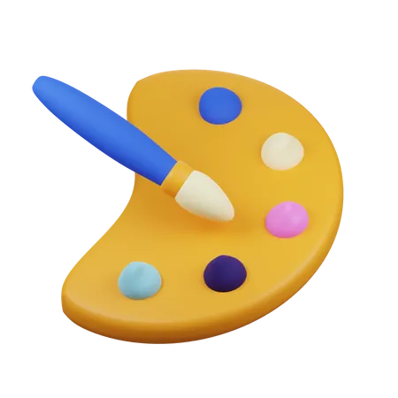 Paleta de cores e pincel  3D Icon