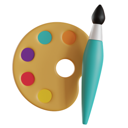 Paleta de cores e pincel  3D Icon