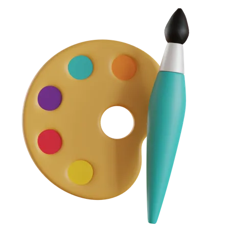 Paleta de cores e pincel  3D Icon