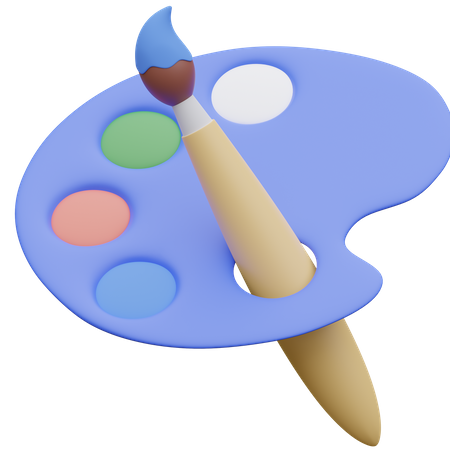 Paleta de cores e pincel  3D Icon