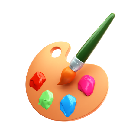 Pincel e paleta de cores  3D Icon