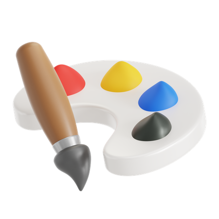 Pincel e paleta de cores  3D Icon