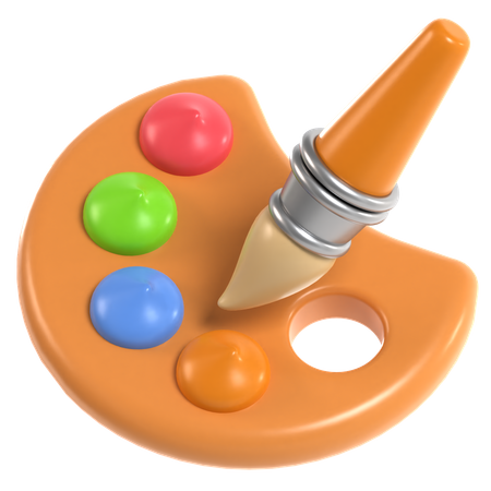 Paleta e pincel  3D Icon