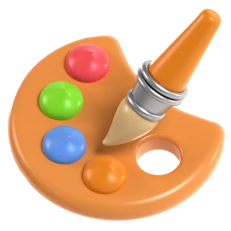 Paleta e pincel  3D Icon