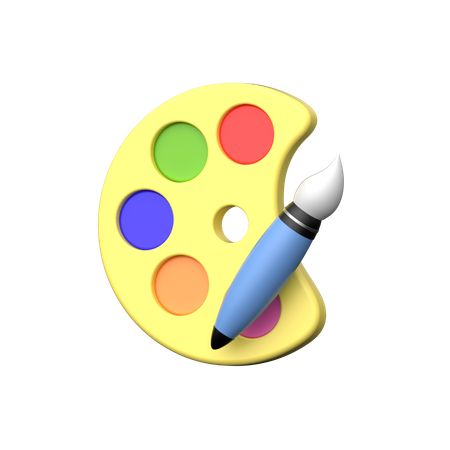 Paleta e pincel  3D Icon