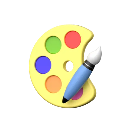 Paleta e pincel  3D Icon