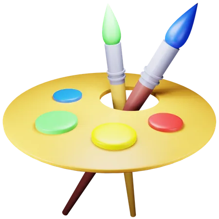 Palette de couleurs et pinceau  3D Illustration