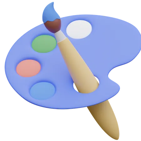 Palette de couleurs et pinceau  3D Icon