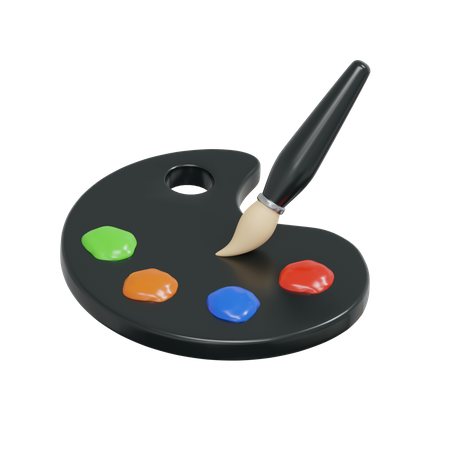 Palette de couleurs et pinceau  3D Icon