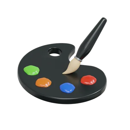 Palette de couleurs et pinceau  3D Icon