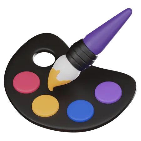 Palette And Brush On Calming Perfect For Design Projects Creative Learning And Visual Arts 3 D Render Illustration 3D Icon