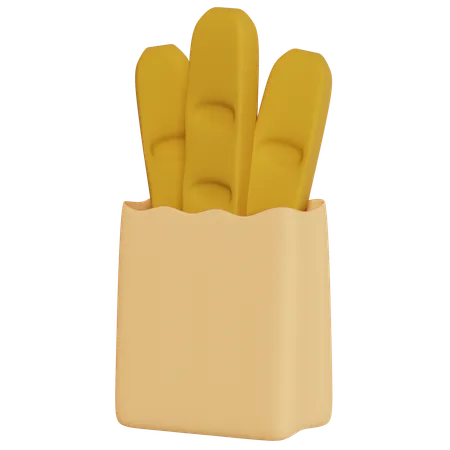 Palitos de pan dorado  3D Icon