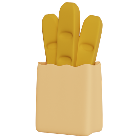 Palitos de pan dorado  3D Icon