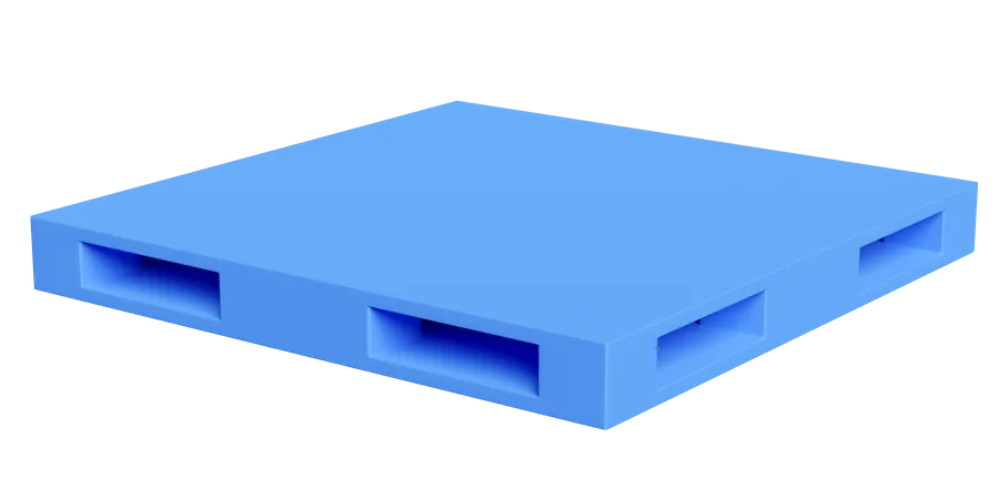 Blue Empty Plastic Pallet For Cargo Isolated 3 D Illustration Or 3 D Render 3D Illustration