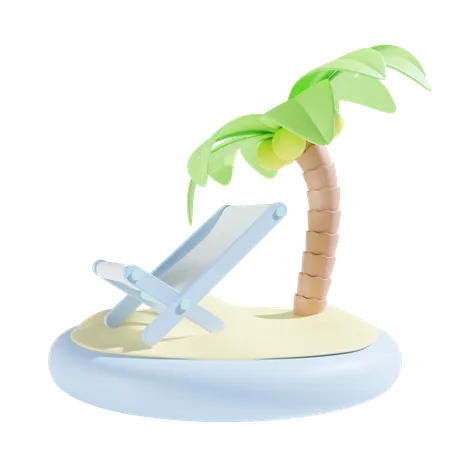 Palm Tree In The Beach 3 D Illustration 3D Icon