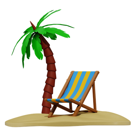 Palm Tree And Beach Chair  3D Icon