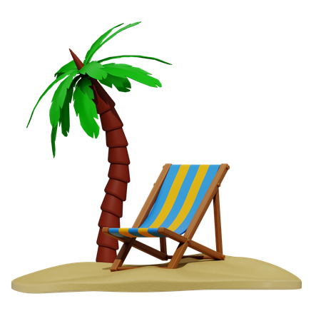 Palm Tree And Beach Chair  3D Icon