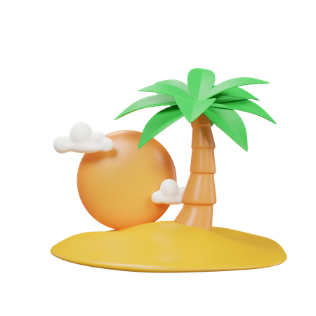 Palm Tree On Beach  3D Icon
