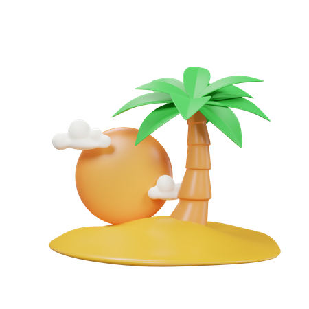 Palm Tree On Beach  3D Icon