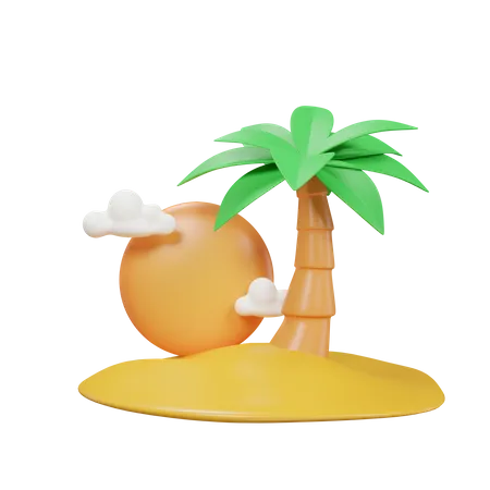 Palm Tree On Beach  3D Icon