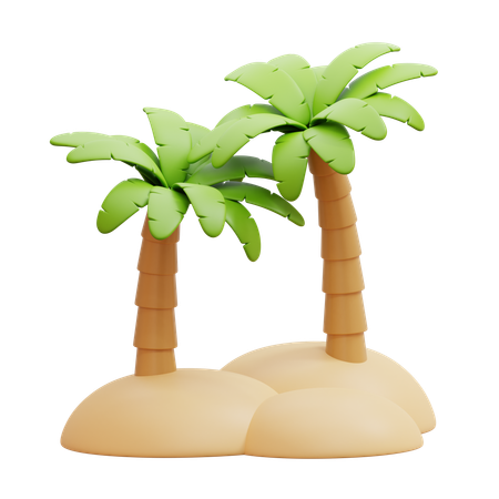 Palm Trees On Sand Island  3D Icon