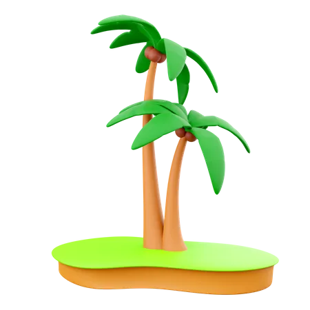 Icono De Palmera De Coco De Representacion 3 D 3 D Render Arbol Exotico En El Icono De Los Tropicos 3D Icon