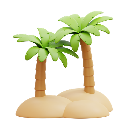 Palmeras en la isla de arena  3D Icon