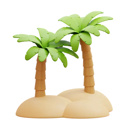 Palmeras en la isla de arena  3D Icon