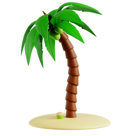 Palmier sur une petite île  3D Icon