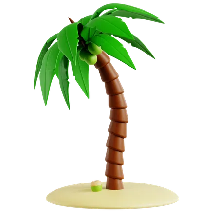 Palmier sur une petite île  3D Icon